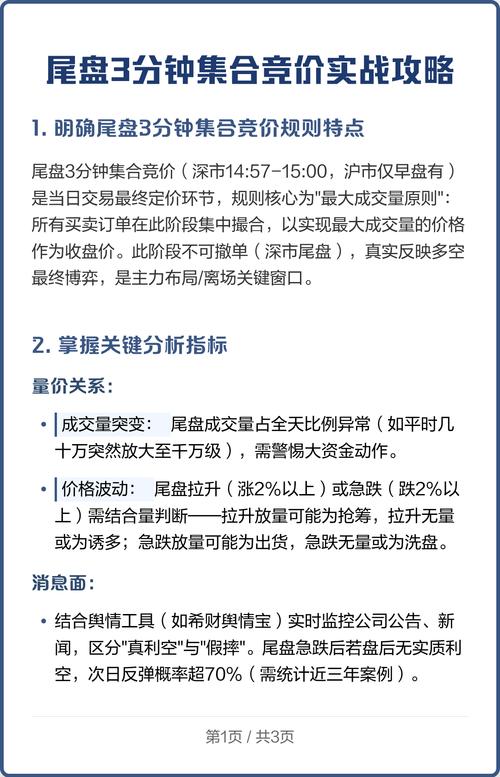 集合竞价确保成交的规则技巧,含尾盘集合竞价大单成交要点