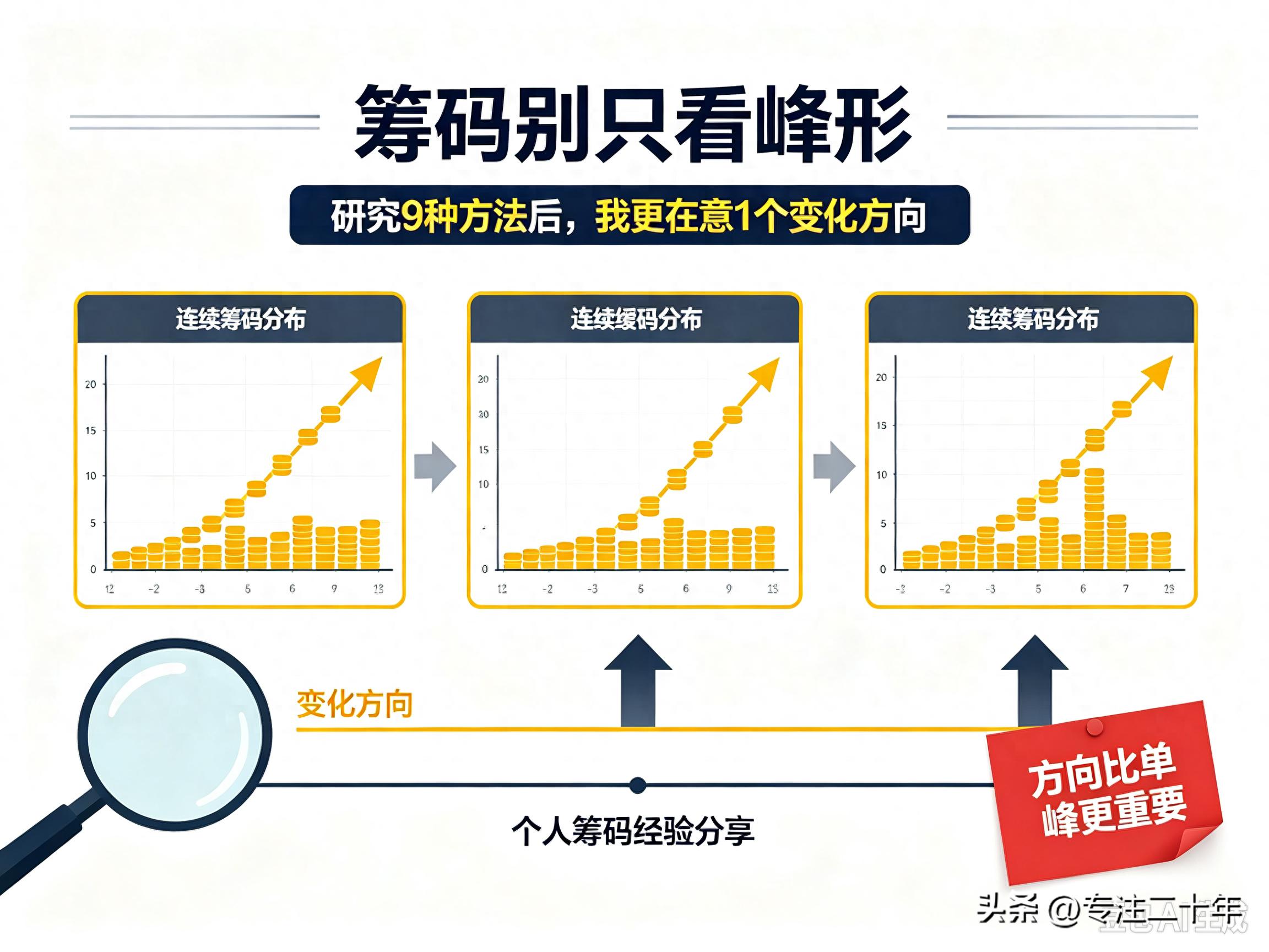手机看股票筹码分布图：别死盯峰形，只需盯这1个方向